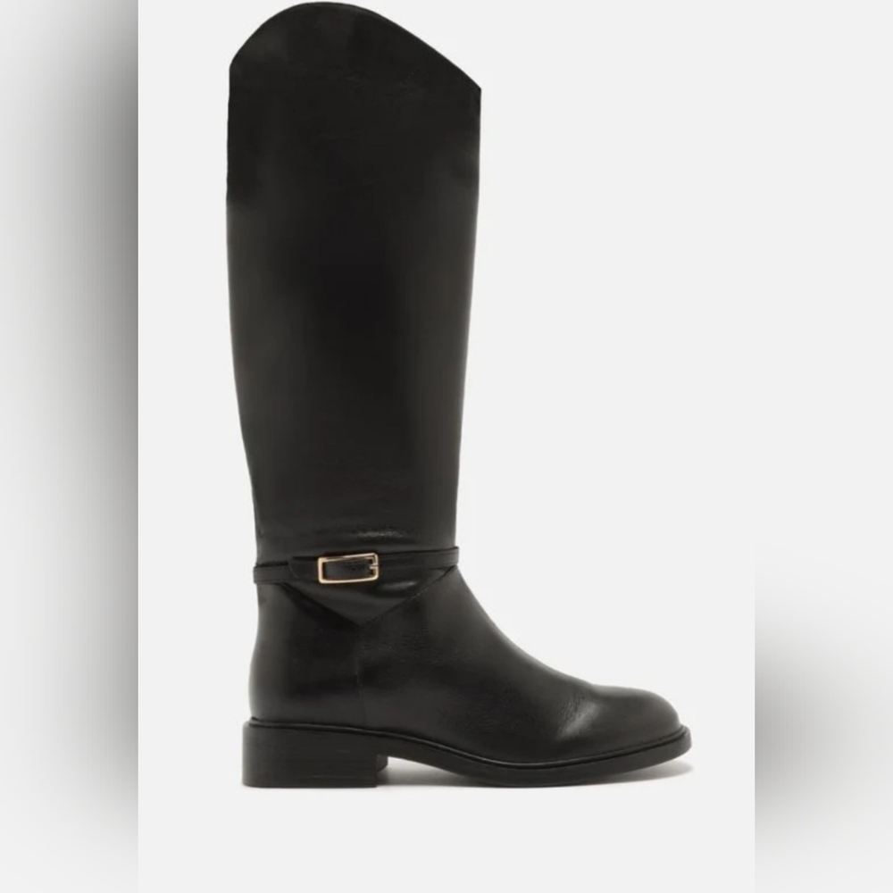 Arezzo‎ Women's Mckenna Low Block Black Leather Boots Size 6B